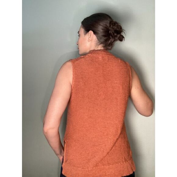 Lou & Grey Coral Linen Cotton Mock Turtleneck Sleeveless Knit Sweater Sz M - Picture 3 of 7